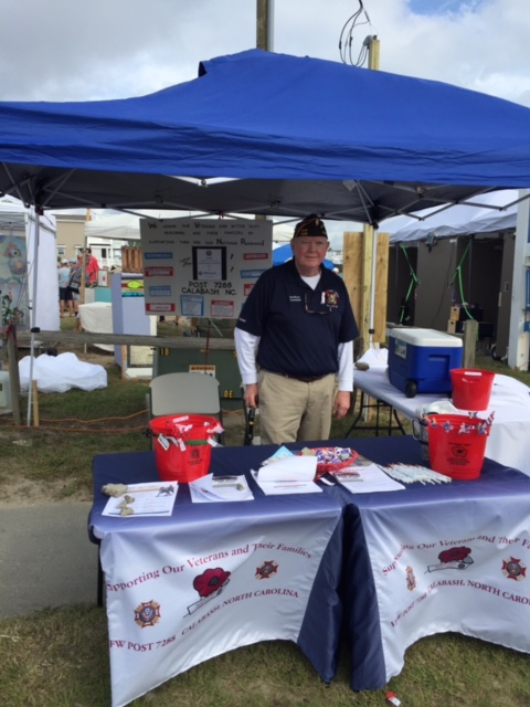 Post Commander, Dan Kossler, at the VFW Calabash Post #7288 Information Booth at the 2018 Oyster Festival.
